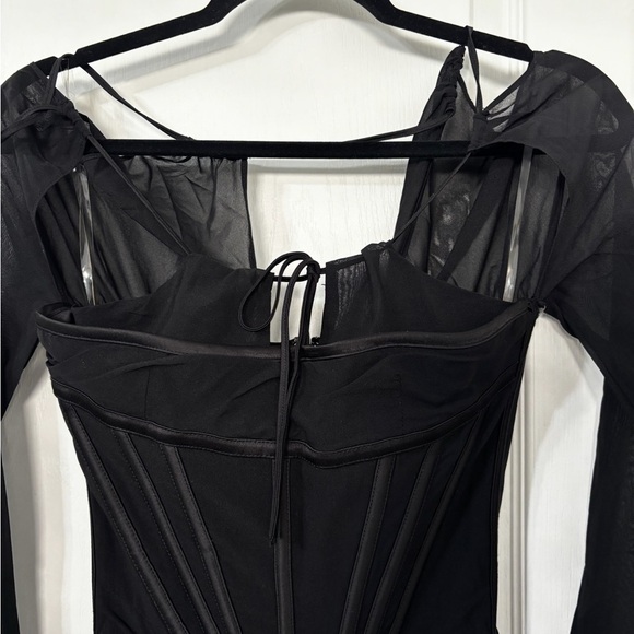 House of CB Gianna Mulberry Silk Corset Mesh Cut Out Mini Goth Party Dress XS - Picture 5 of 6